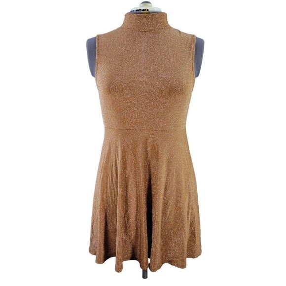 Wild Fable Gold Sleeveless Lurex Fit & Flare Dress Sz XS - Picture 1 of 7